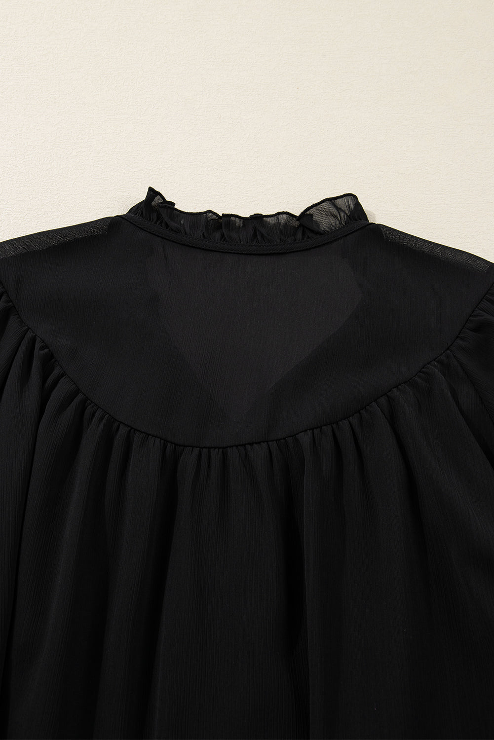 Plus size Black Ruffle Chiffon Elegant blouse