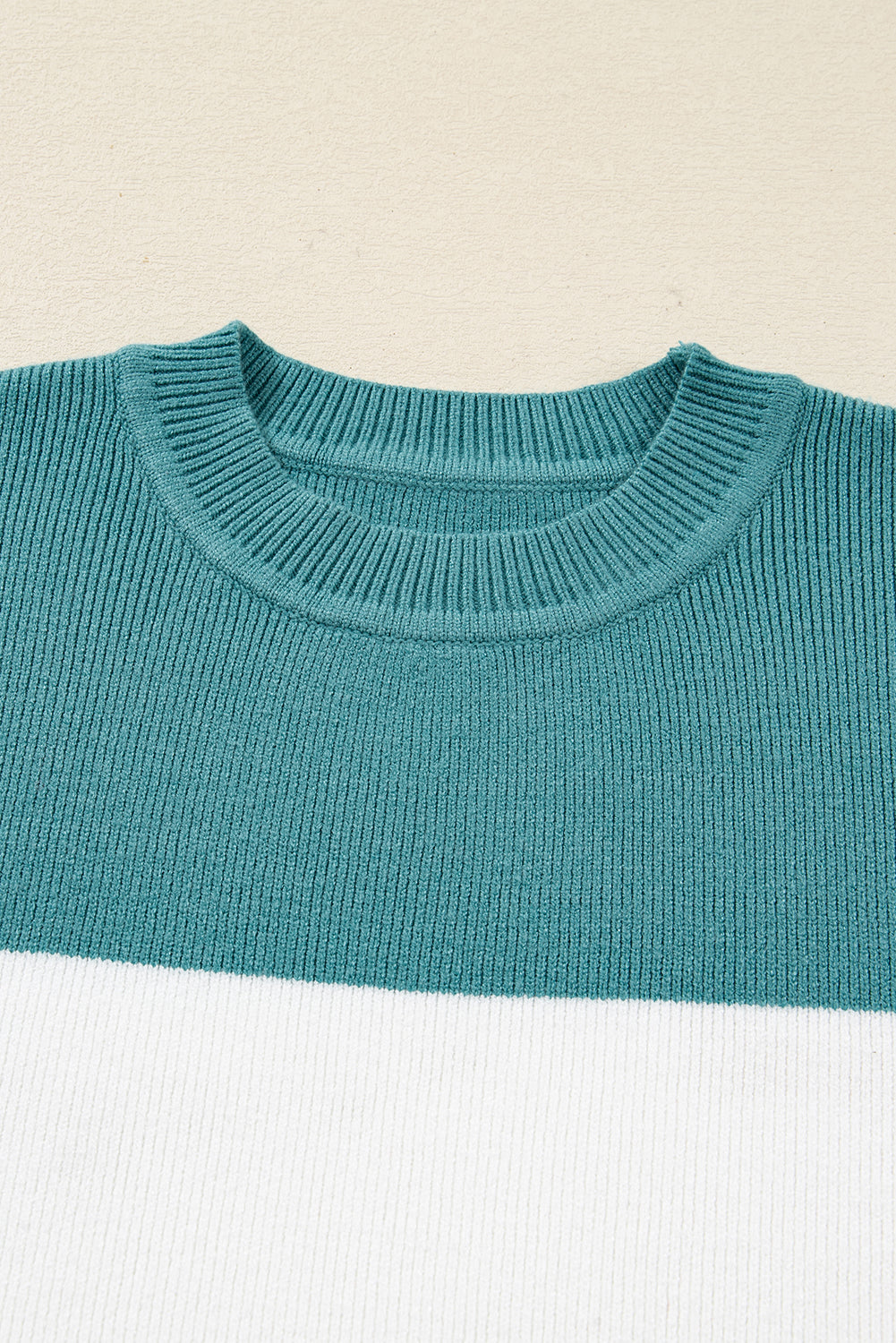 Green Color Block Ribbed Knit Baggy Sweater