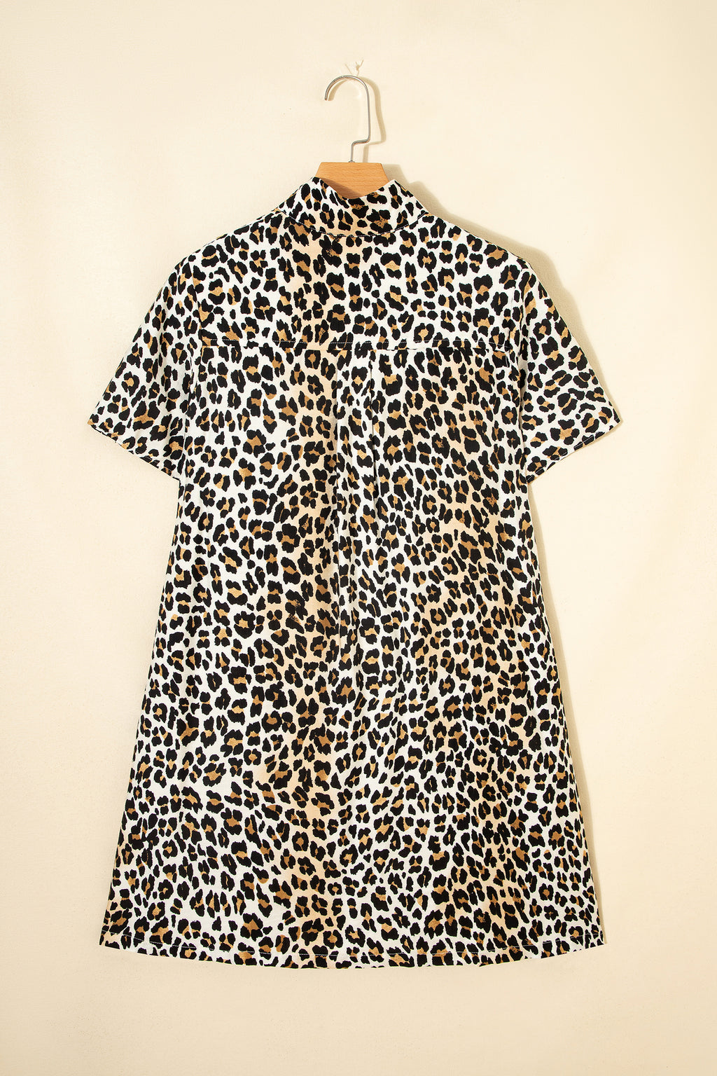 Short Sleeve Loose Leopard Mini Dress with Pockets