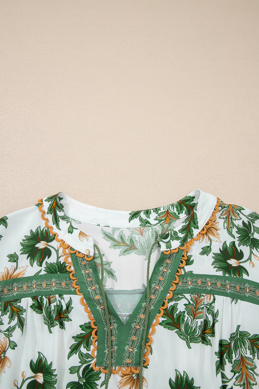 Green Plus Size Floral Printed Detail Blouse