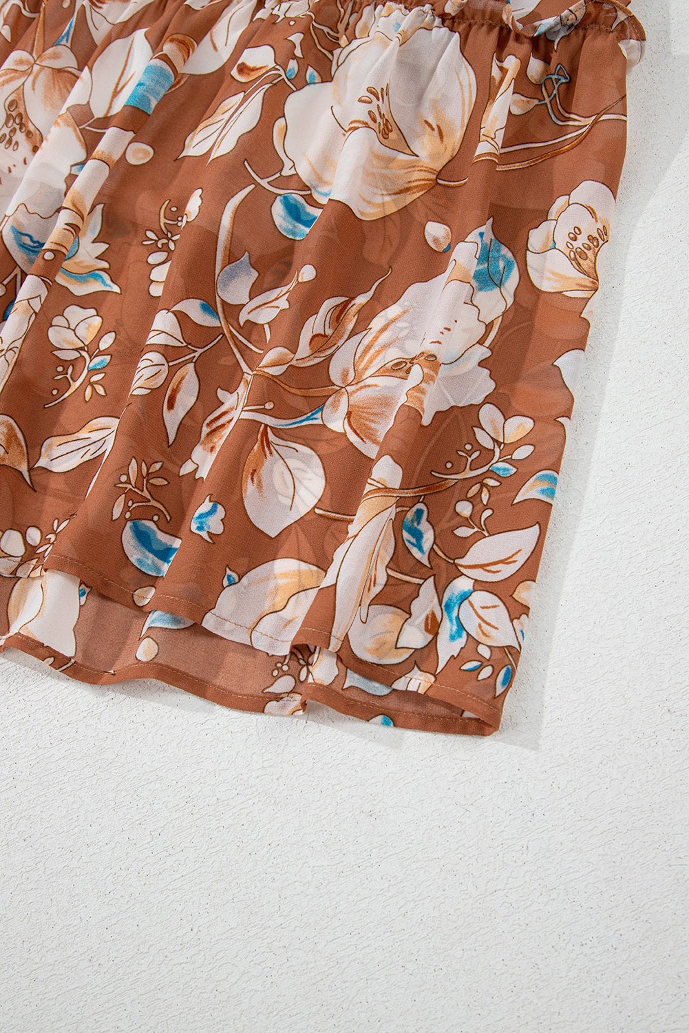 Brown Floral Print Maxi Dress
