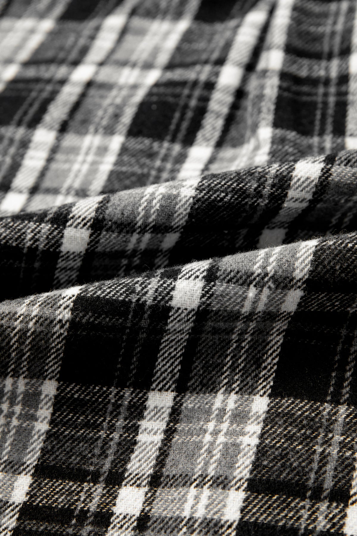 Black Plaid Long Sleeve V Neck Shift Plus Size Shirt Jacket