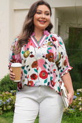 Plus Size Pink Floral Blouse
