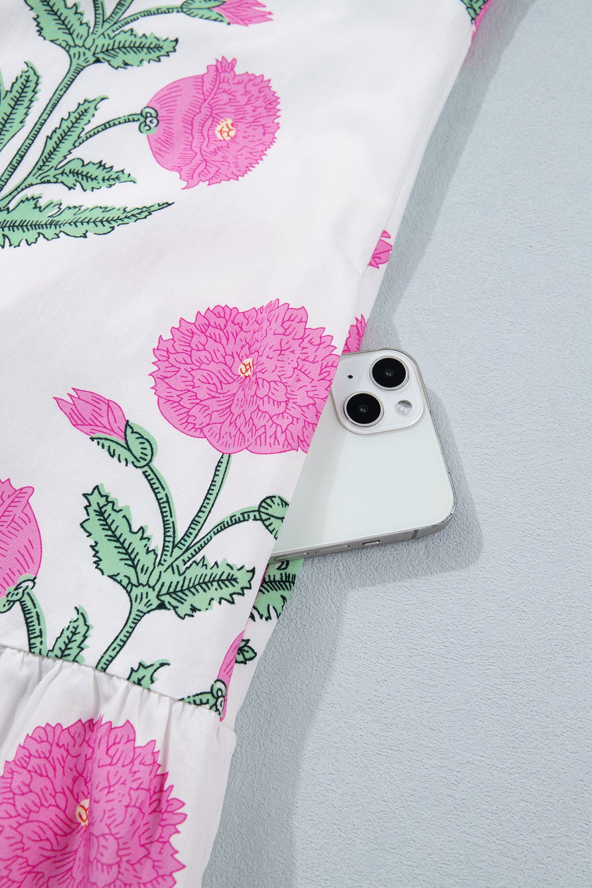 Floral Print Scalloped Embroidery Dress