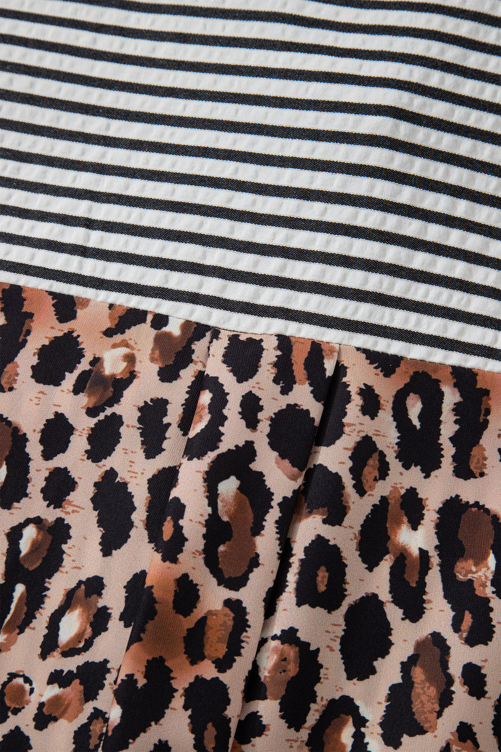 Leopard Print Patchwork Button Up Womens Shirt