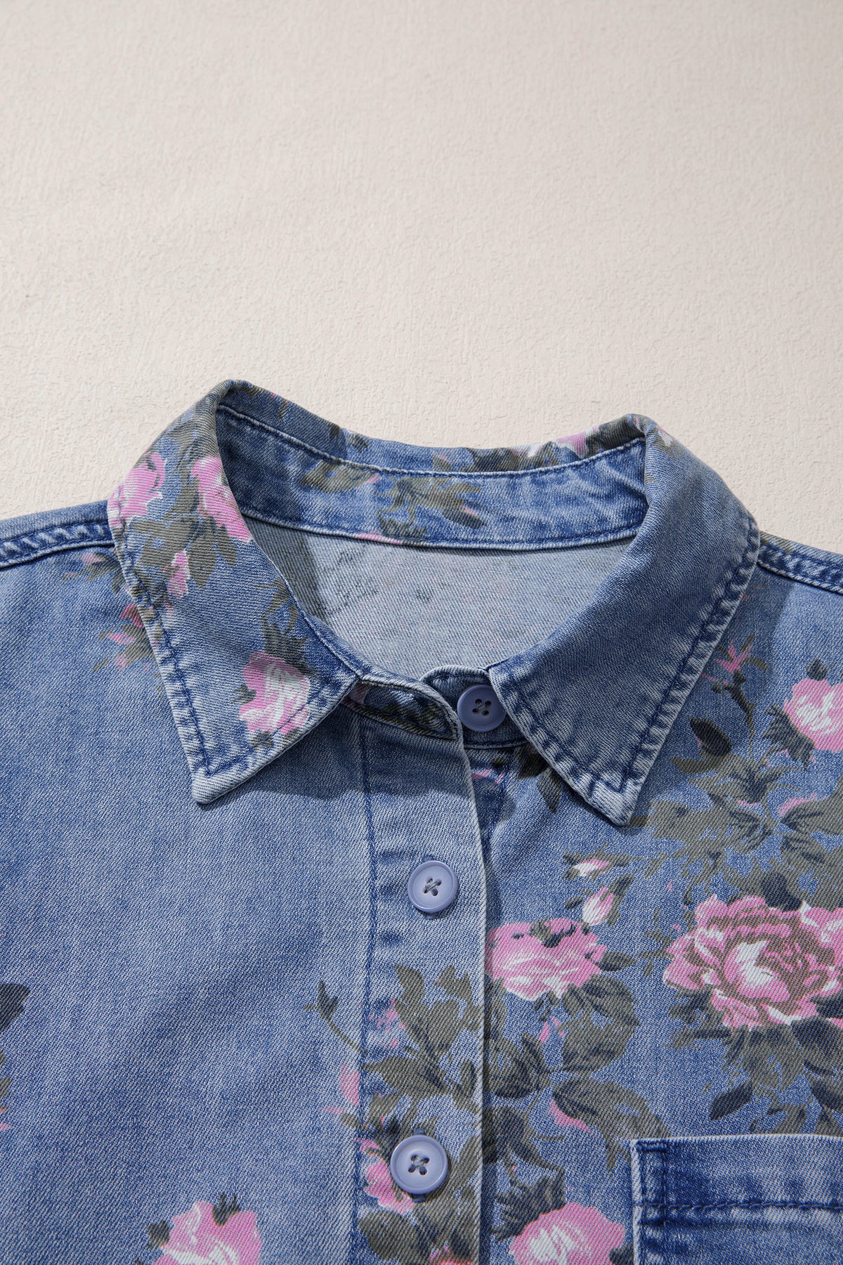 Blue Floral Denim Shirt