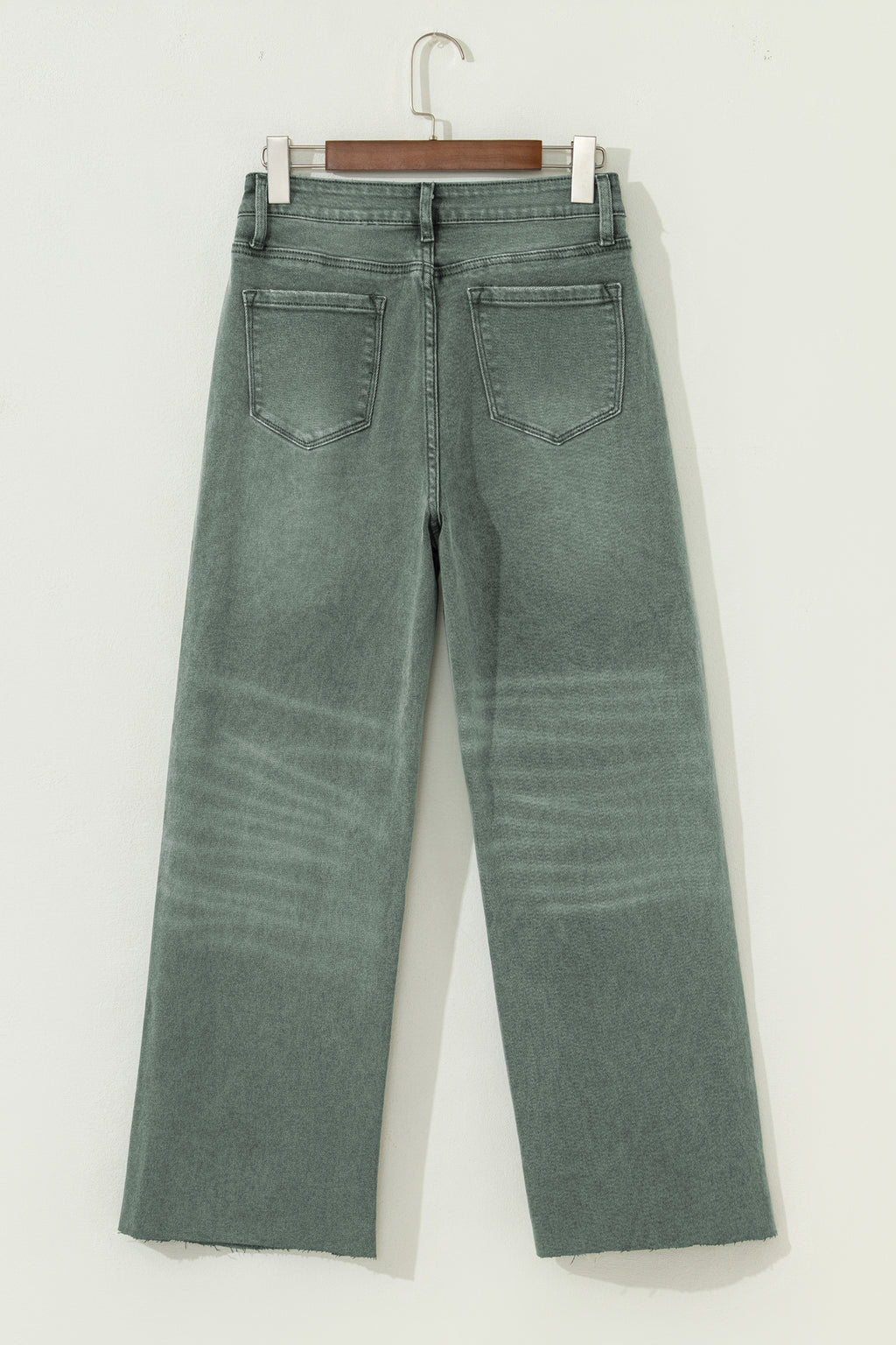 Four Leaf Clover Slight Distressed Raw Edge Wide Leg Jeans