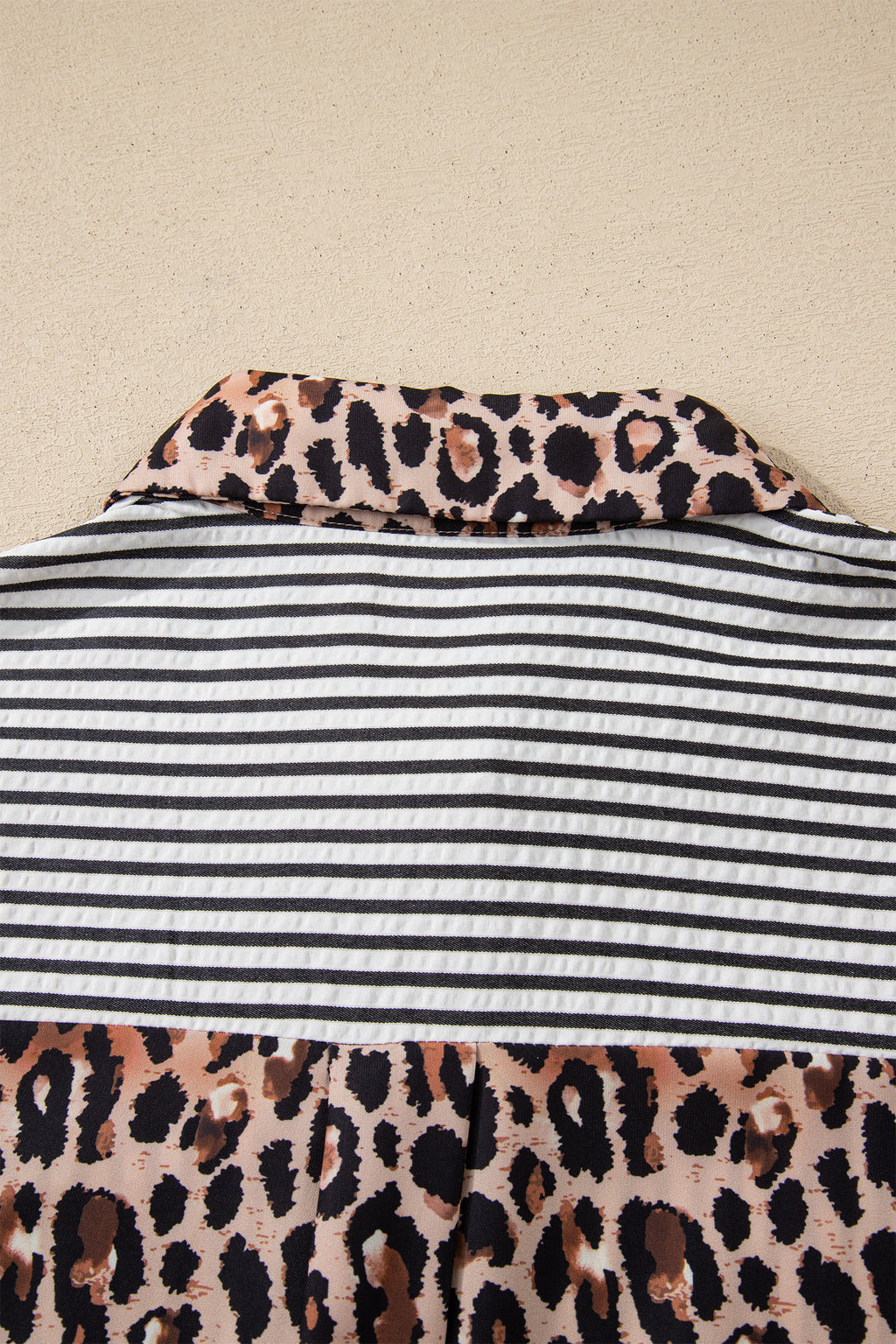 Leopard Print Patchwork Button Up Womens Shirt