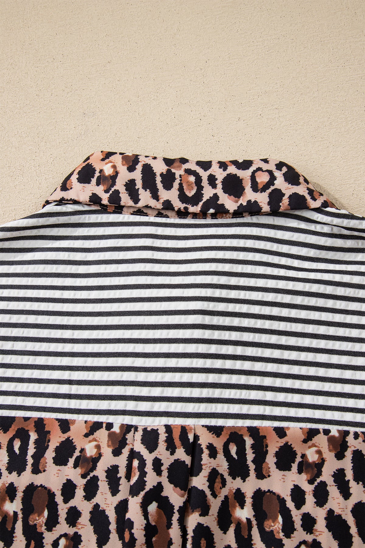 Leopard Print Patchwork Button Up Womens Shirt