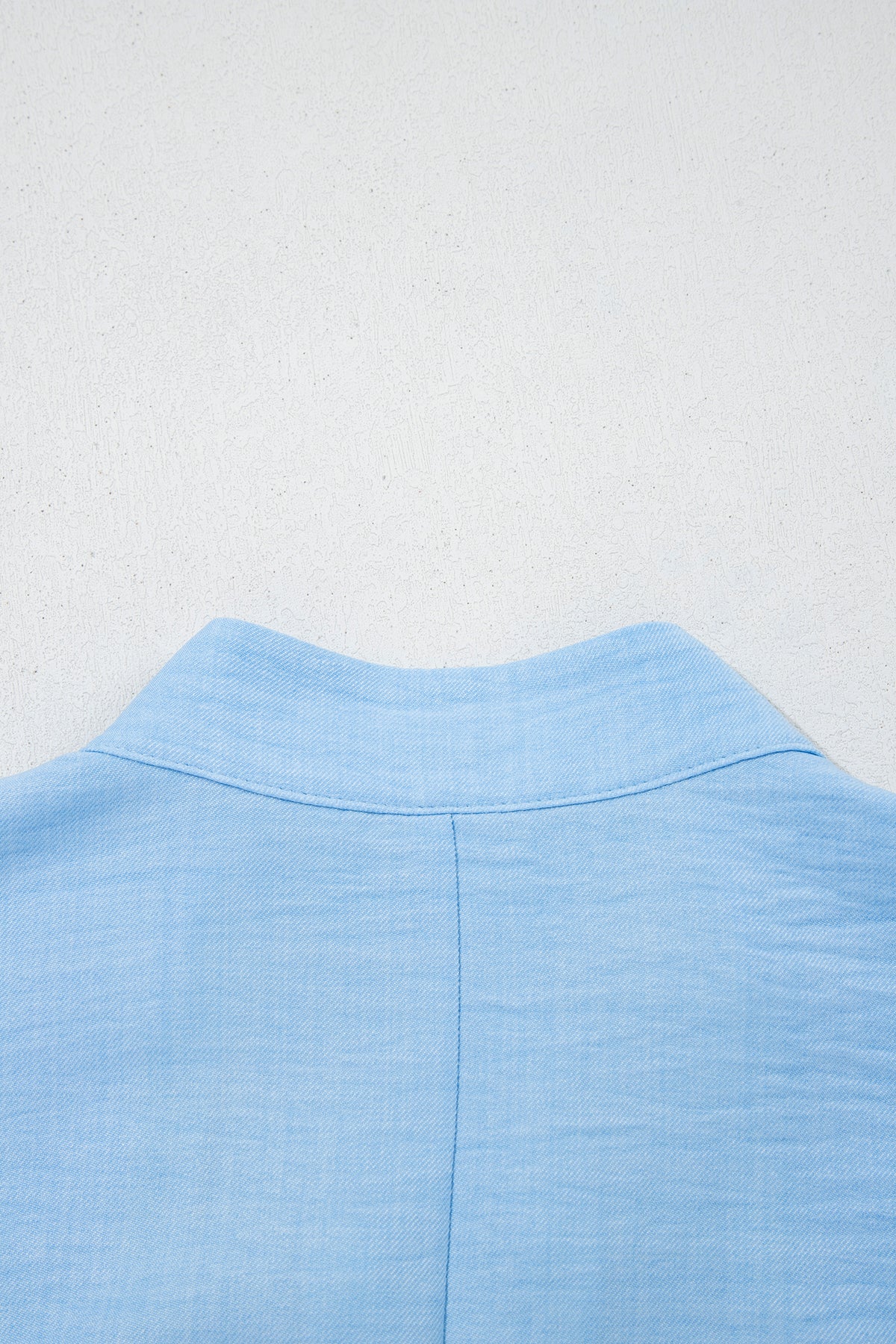 Blue Crochet Lace Accent Pullover Blouse