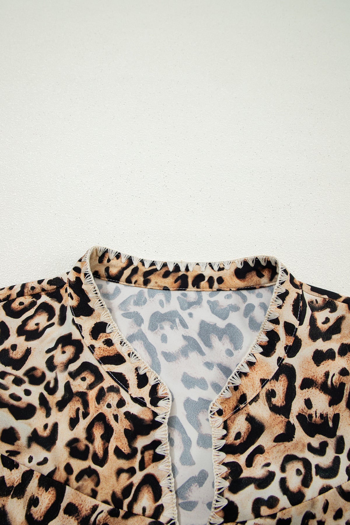 Khaki Plus Size Leopard Print Blouse