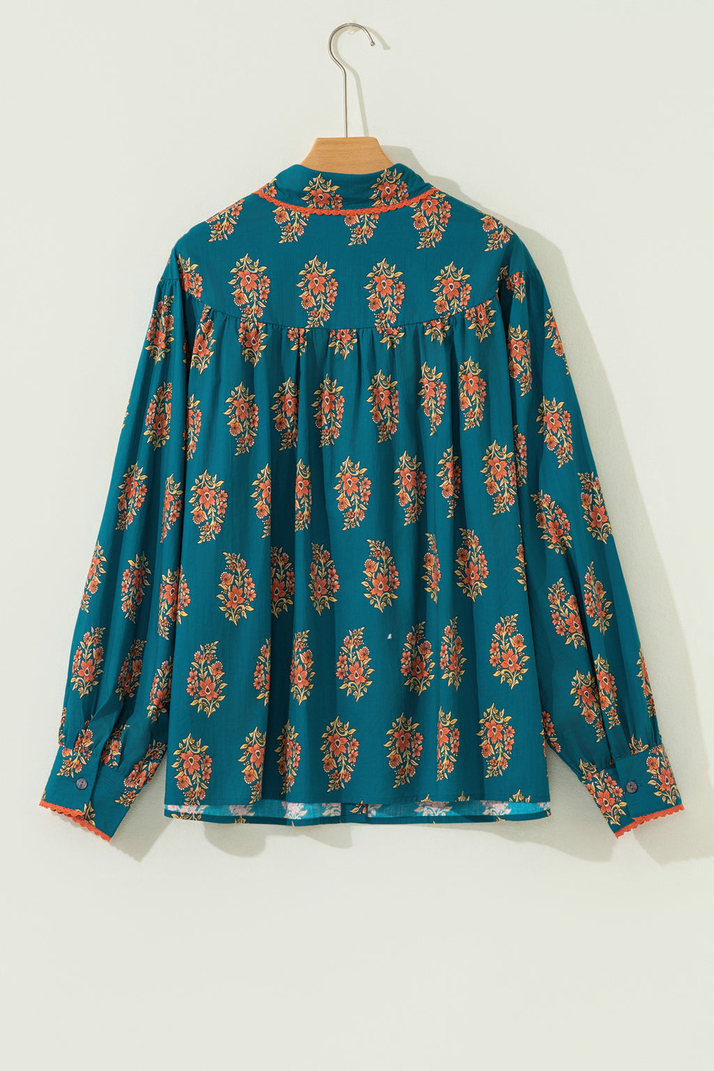 Green Plus Size Floral Print Shirt