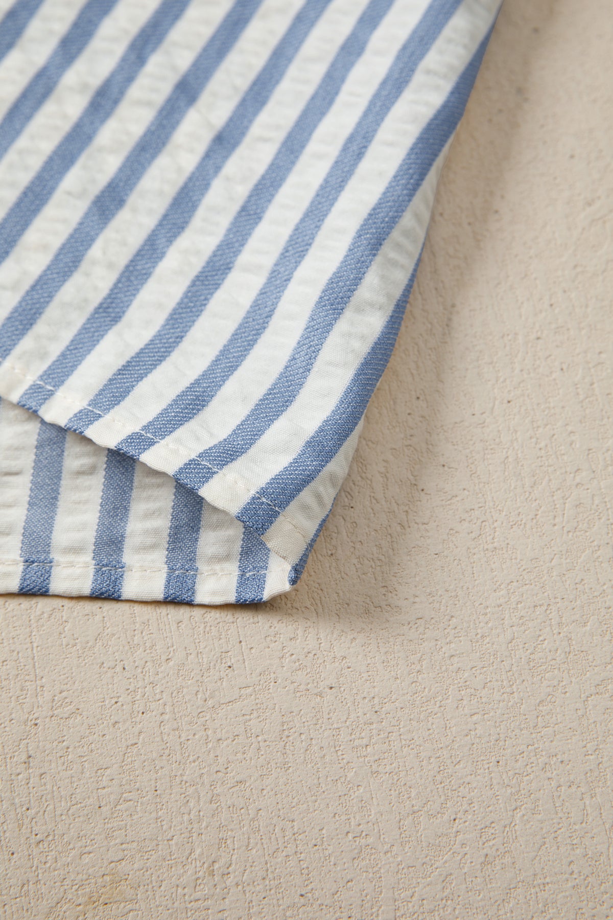 Blue Stripe Leopard Button Down Half Sleeve Shirt
