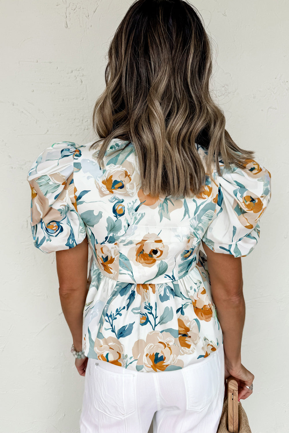 White Floral Print Blouse