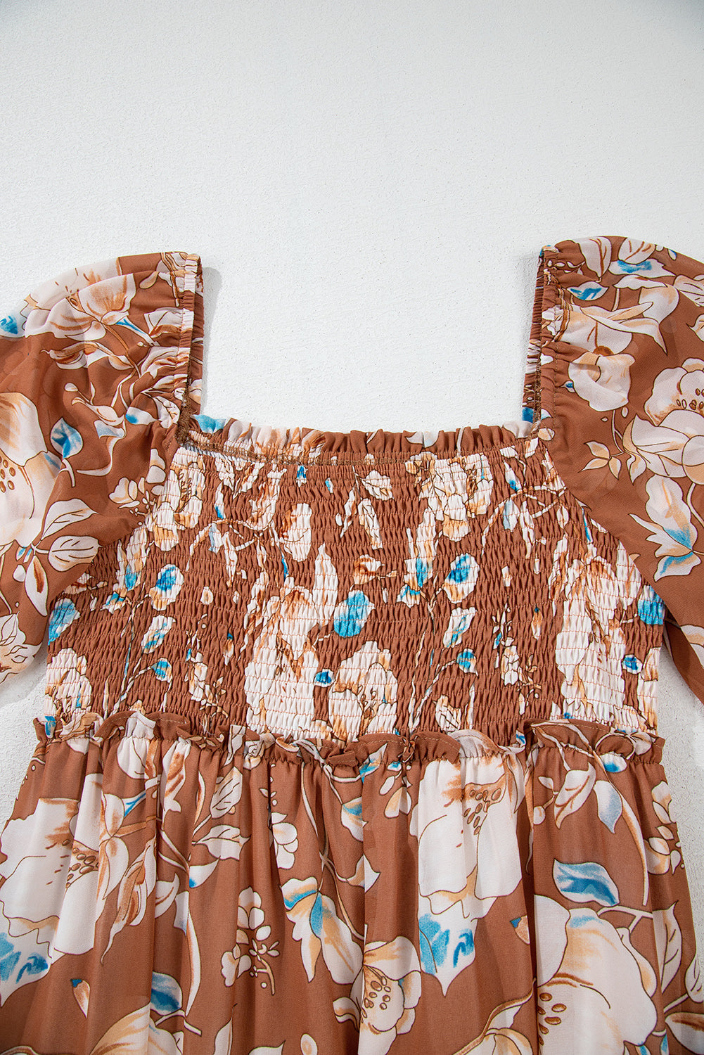 Brown Floral Print Maxi Dress
