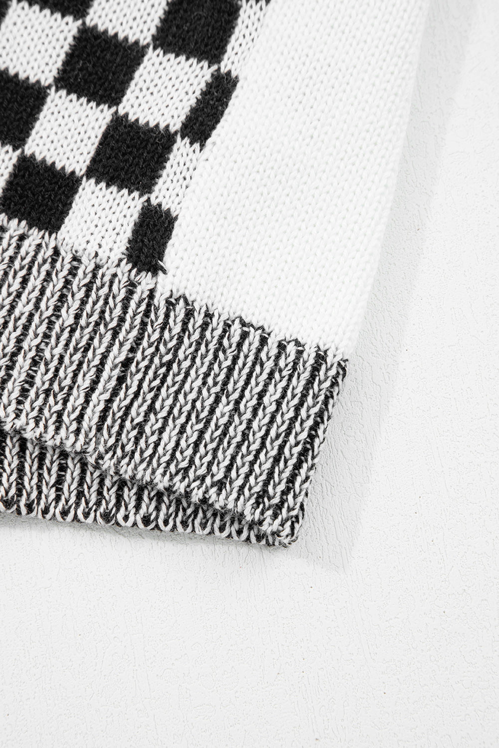Checkered Open Front Drop Shoulder Cardigan