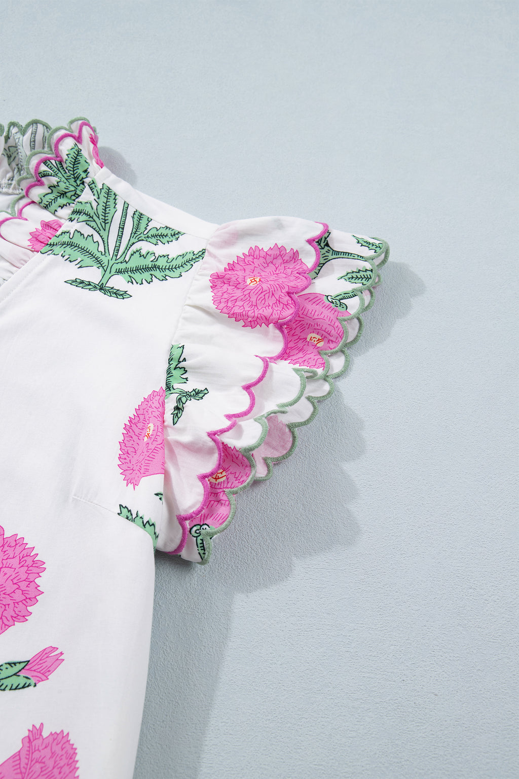 Floral Print Scalloped Embroidery Dress
