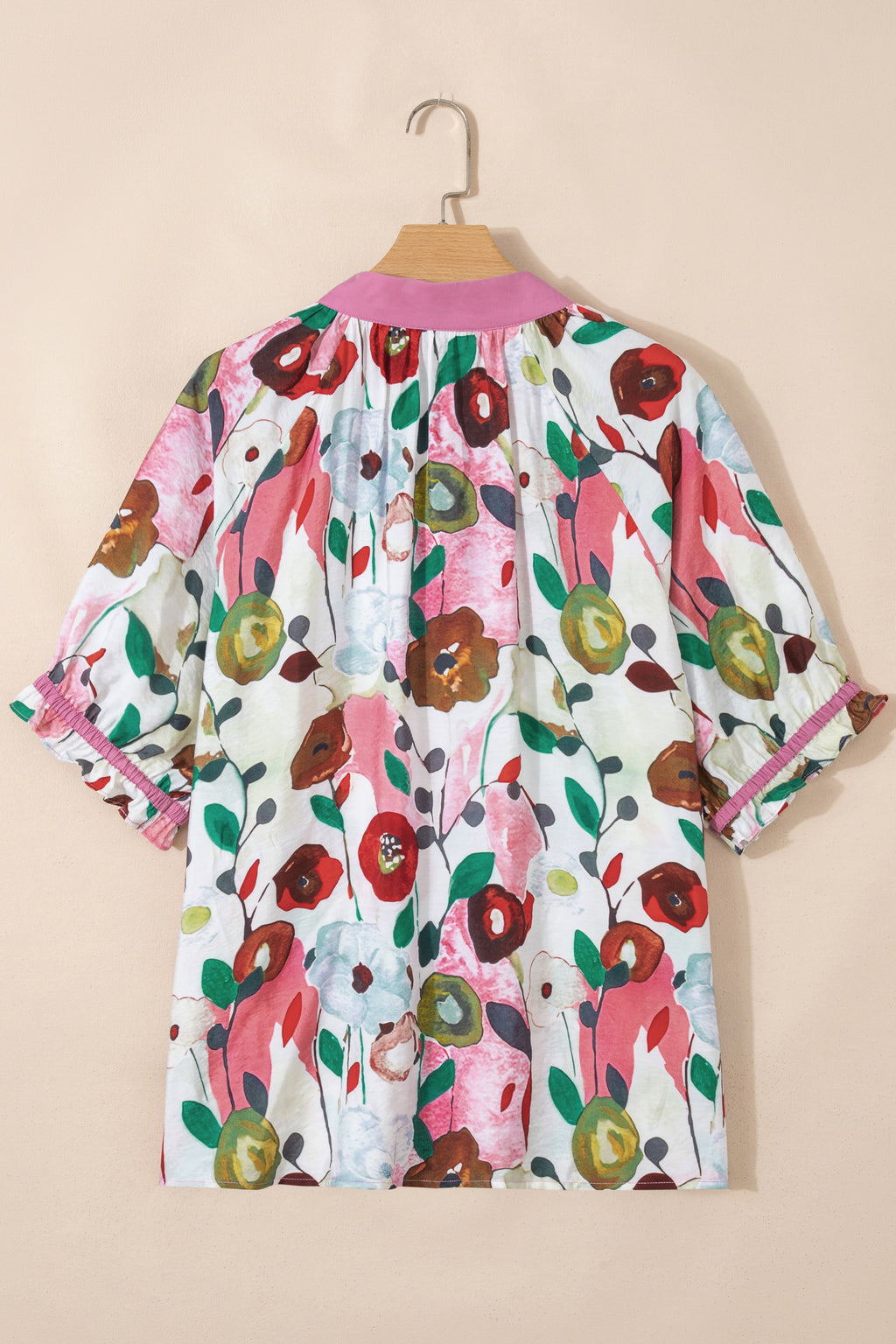 Plus Size Pink Floral Blouse