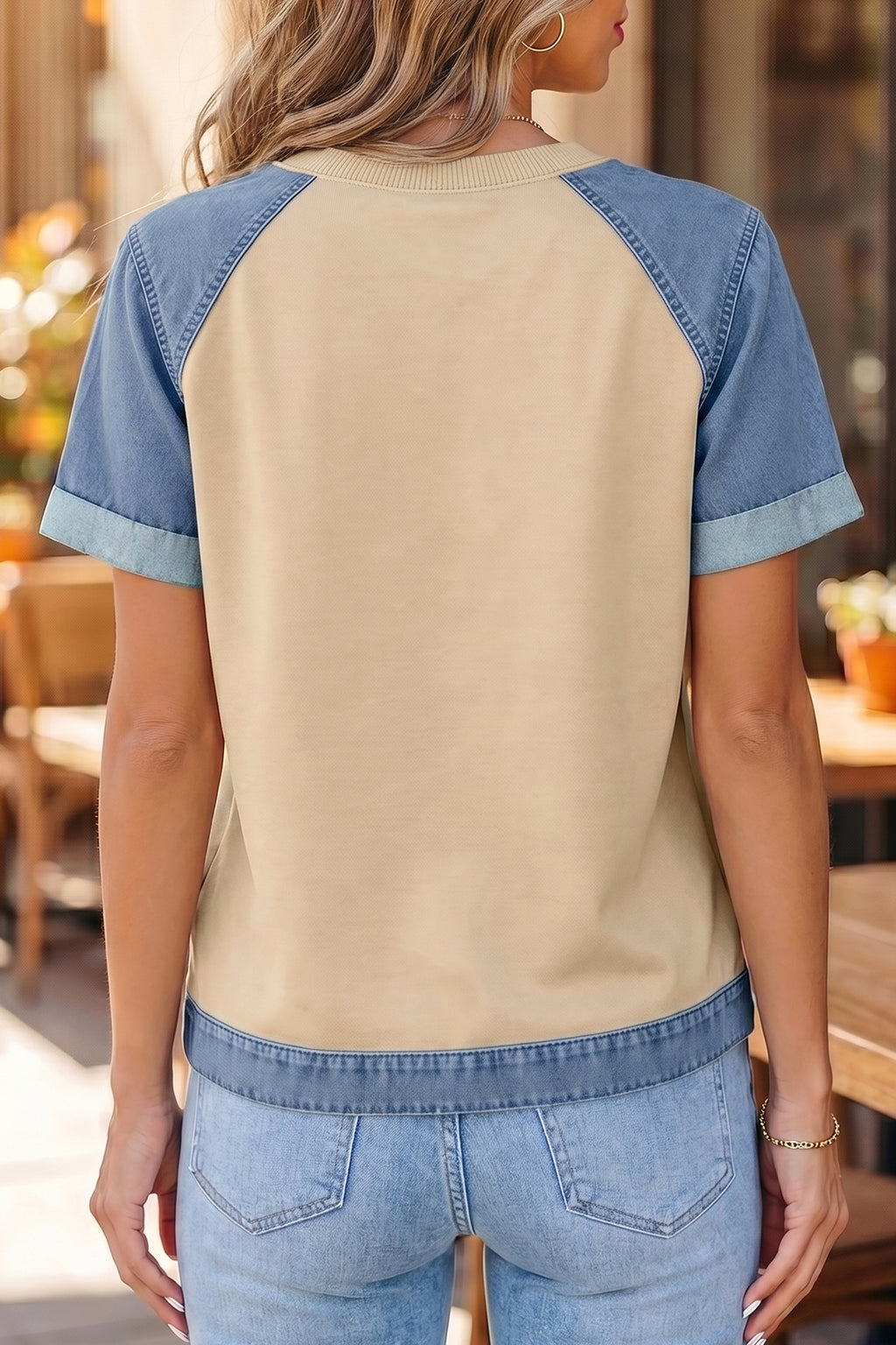Parchment Denim Round Neck Tee