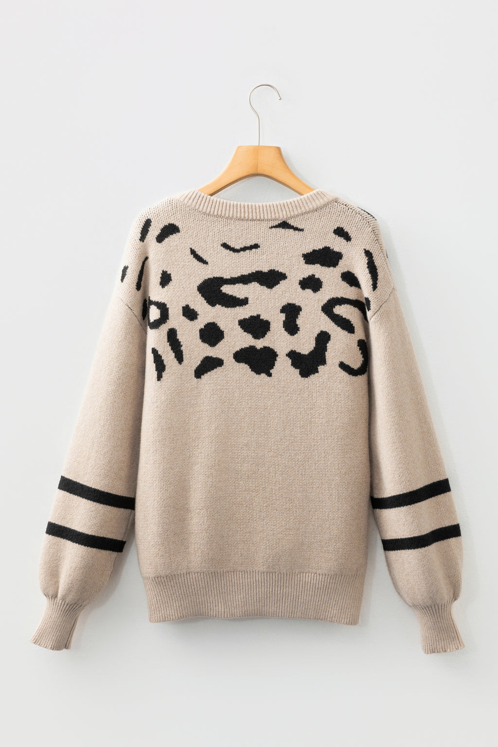 Khaki Leopard Striped Sweater