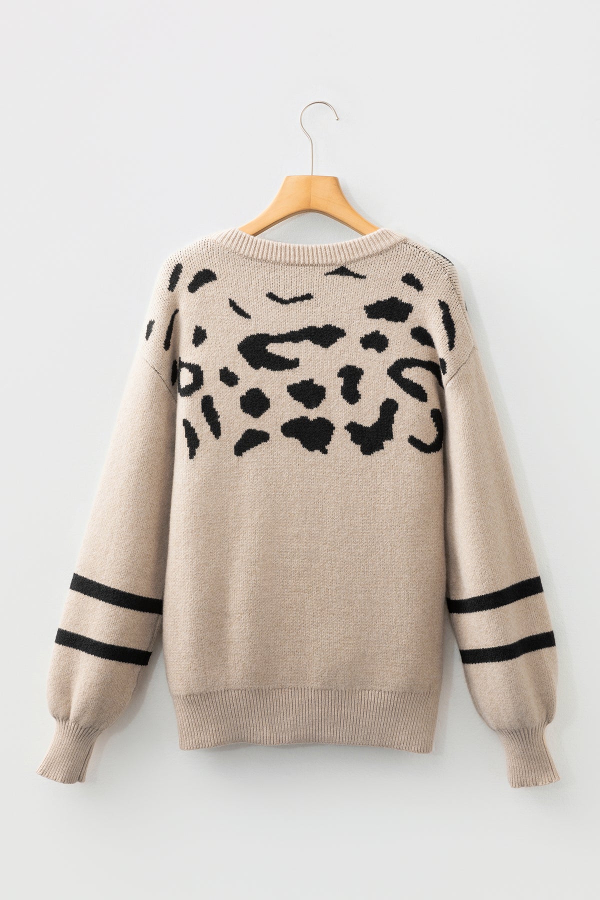 Khaki Leopard Striped Sweater