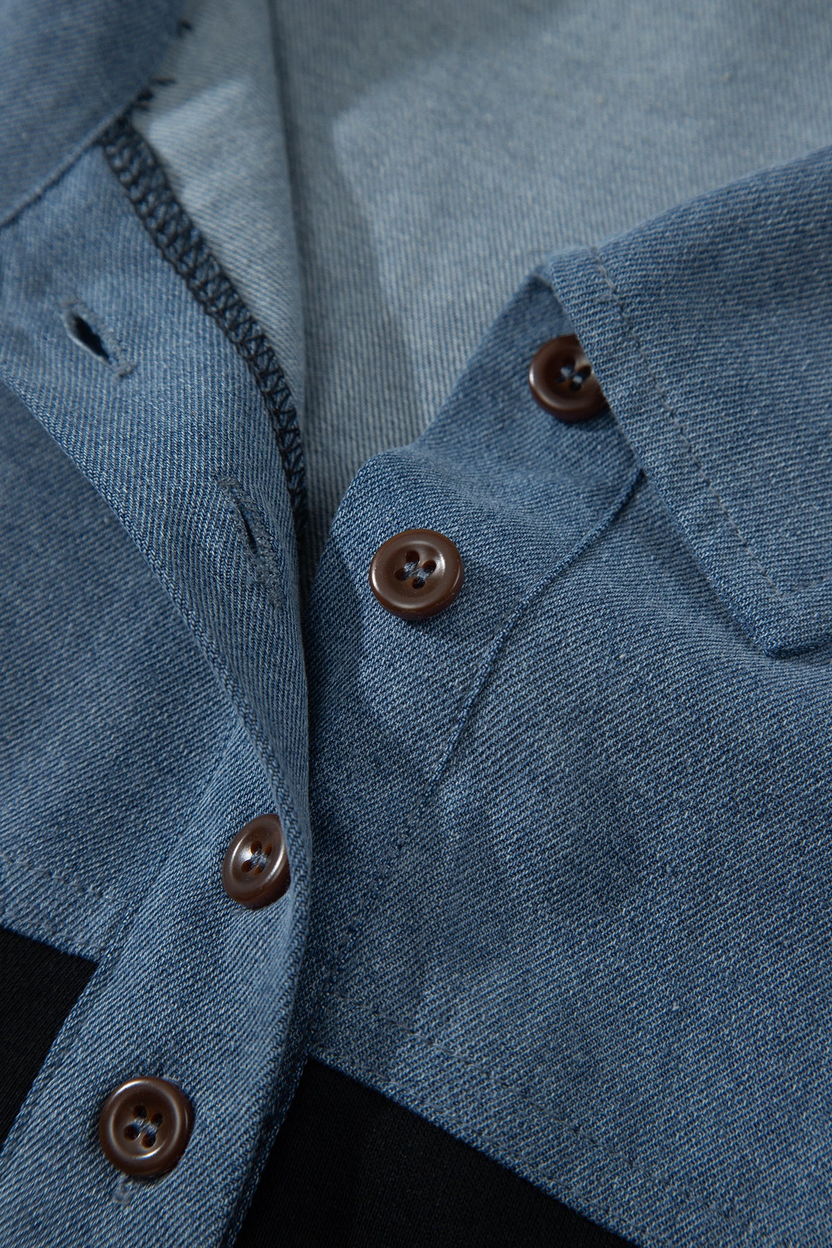 Denim Polo Collar Short Sleeve Top