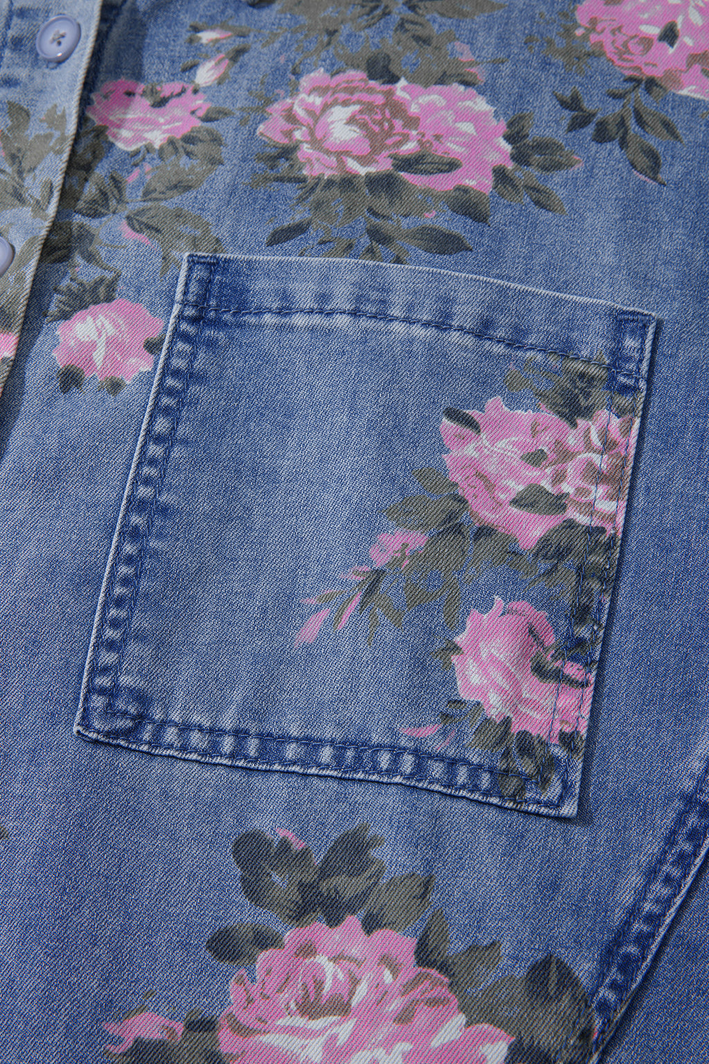 Blue Floral Denim Shirt