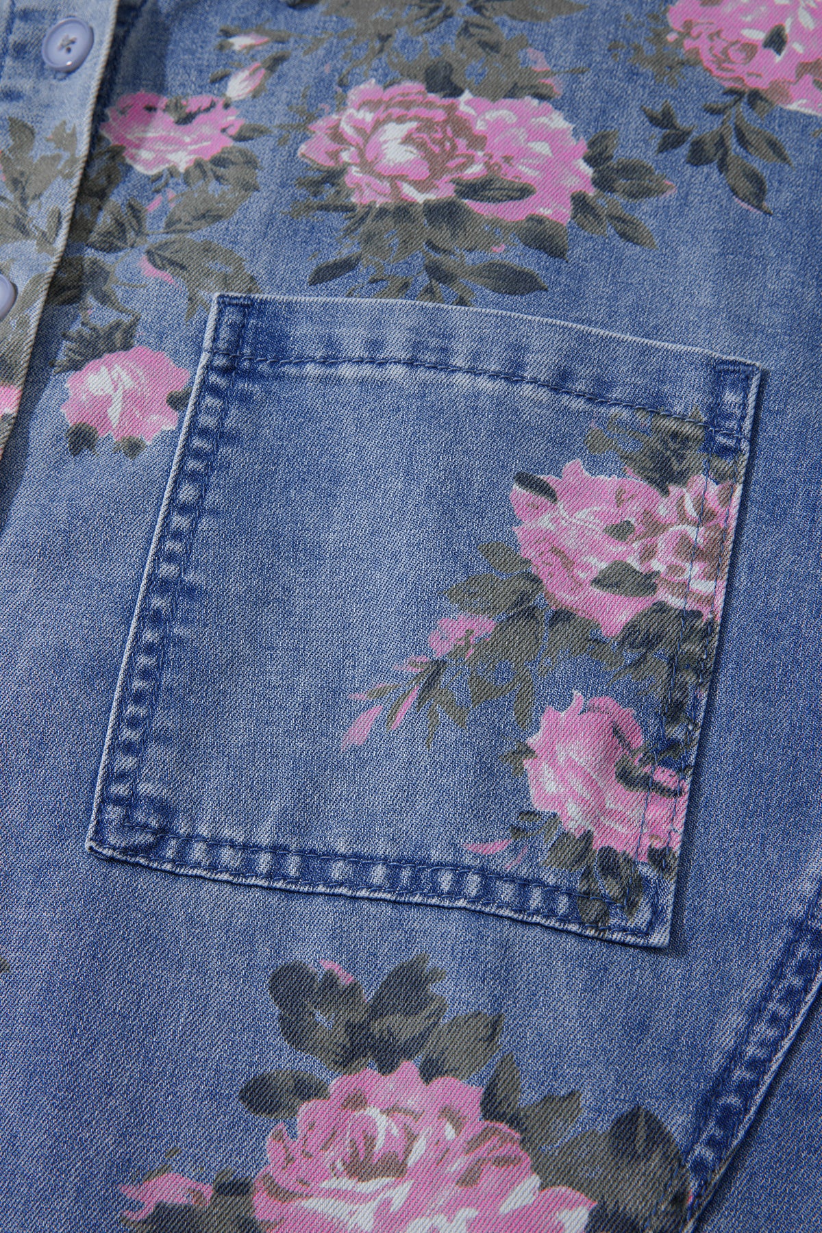 Blue Floral Denim Shirt