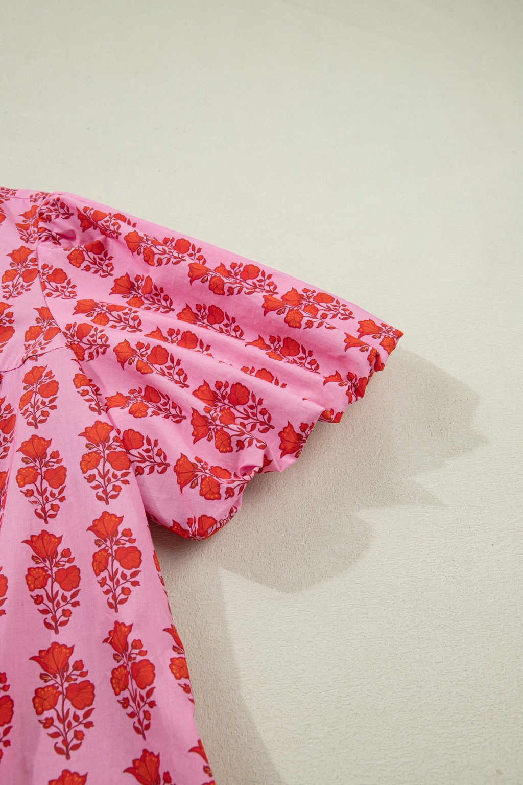 Pink Plus Size Floral Print Blouse