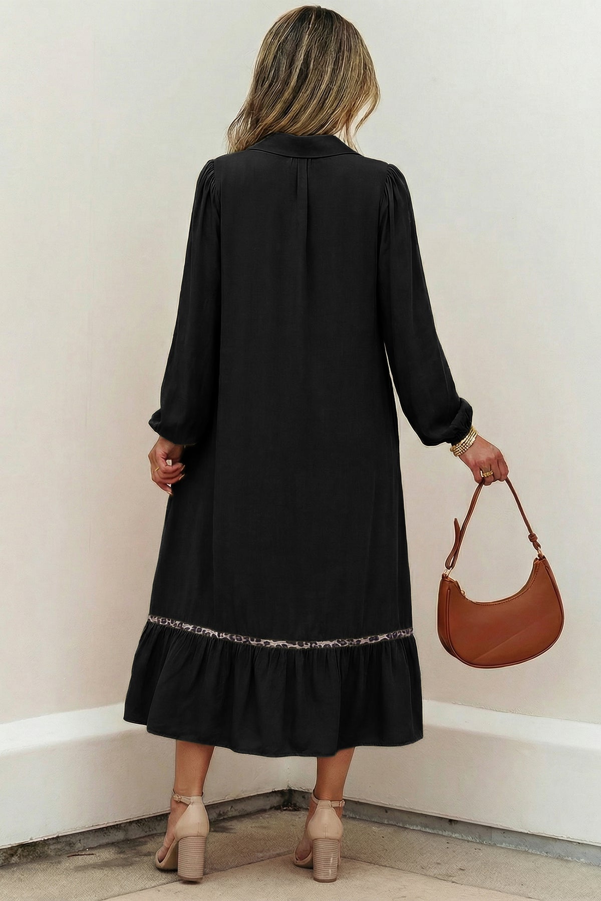 Four Leaf Clover Collared Leopard Dress