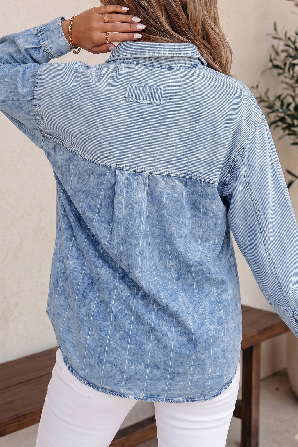 Stripe Vintage Washed Denim Shirt