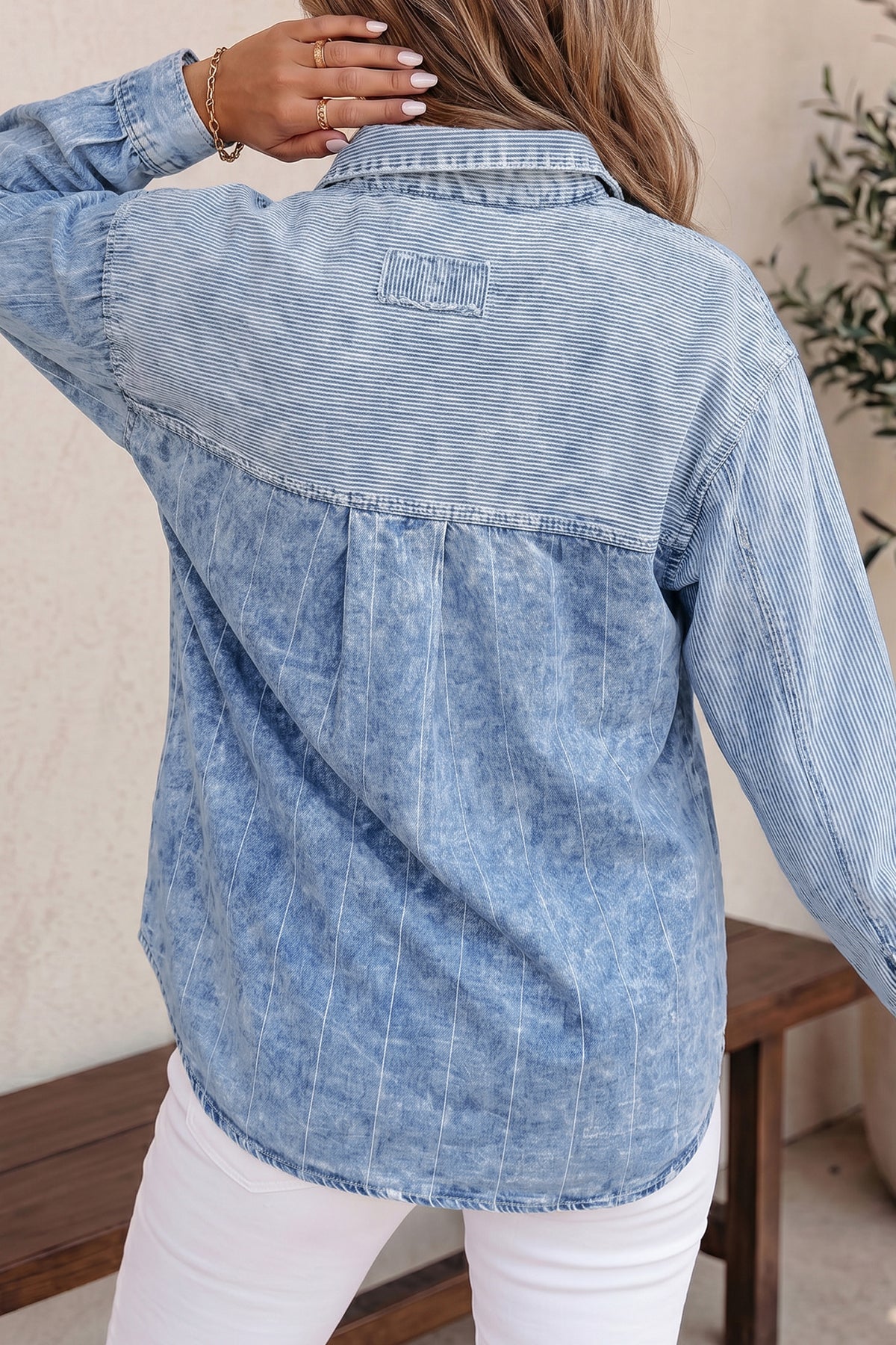 Stripe Vintage Washed Denim Shirt