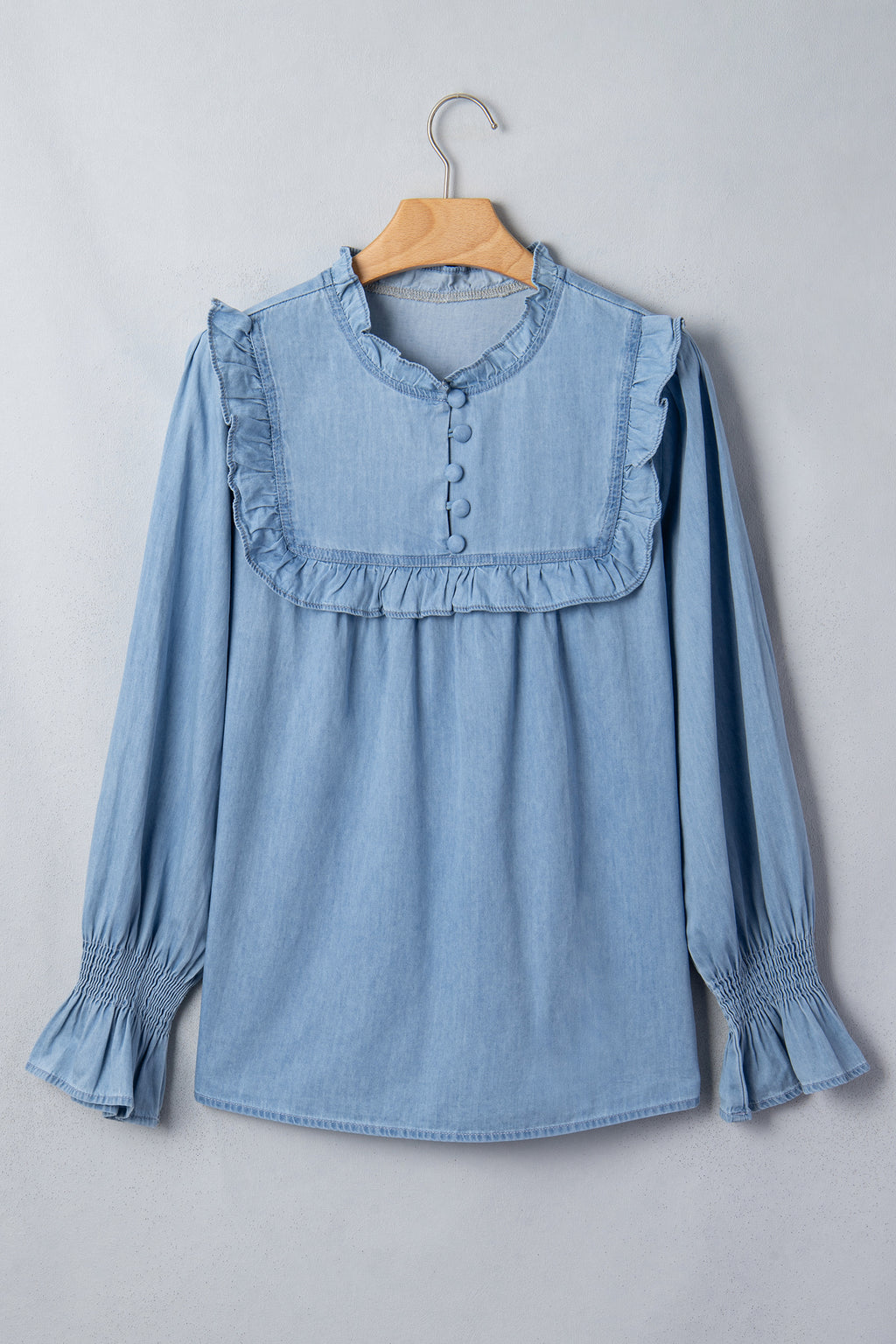 Western Ruffle Long Sleeve  Blouse
