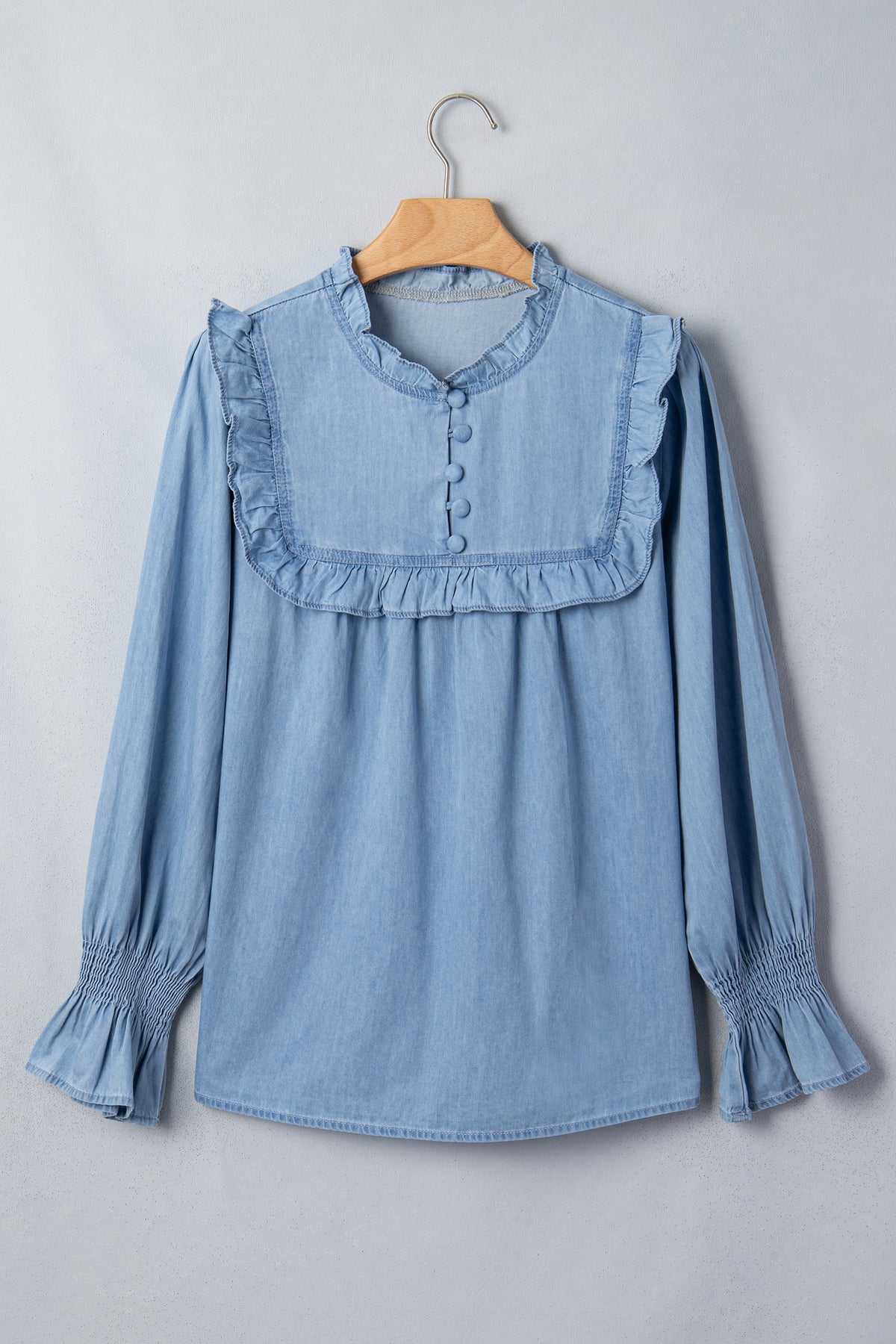 Western Ruffle Long Sleeve  Blouse