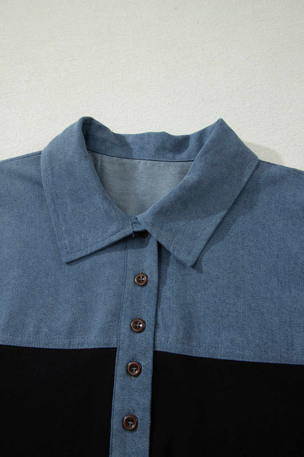 Denim Polo Collar Short Sleeve Top