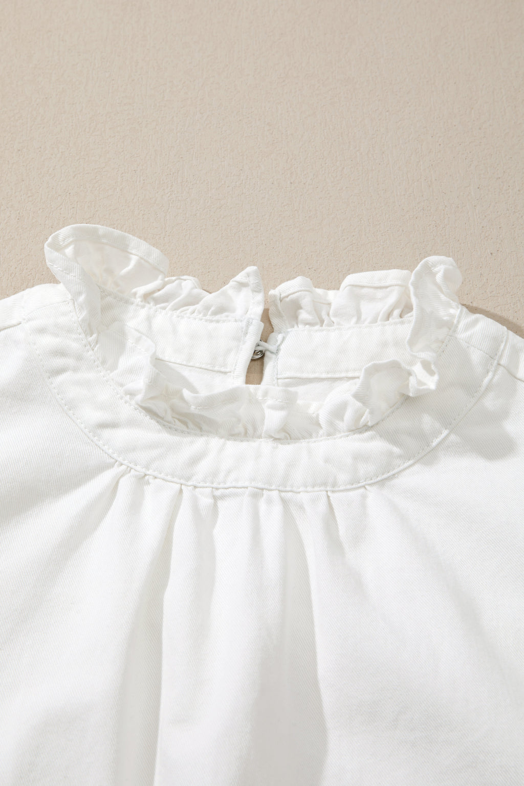 Beau Blue Frilled Collar Flutter Sleeve Denim Top