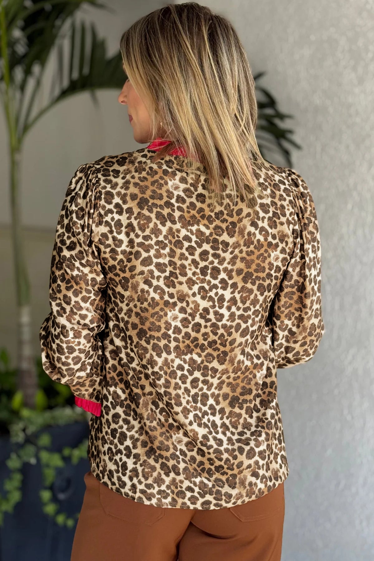 Brown Fierce Leopard Blouse
