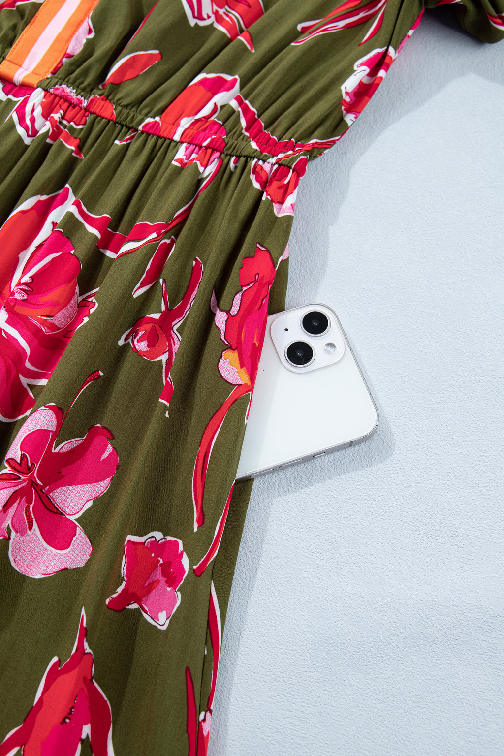 Floral Print Striped Ruffle Hem Maxi Dress