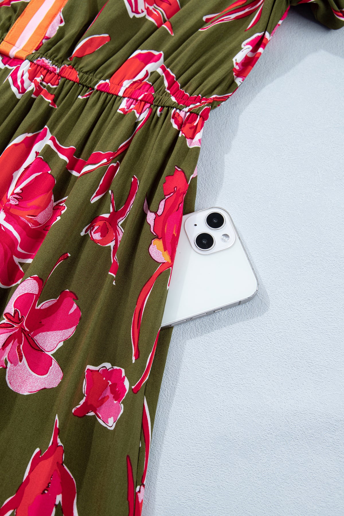 Floral Print Striped Ruffle Hem Maxi Dress