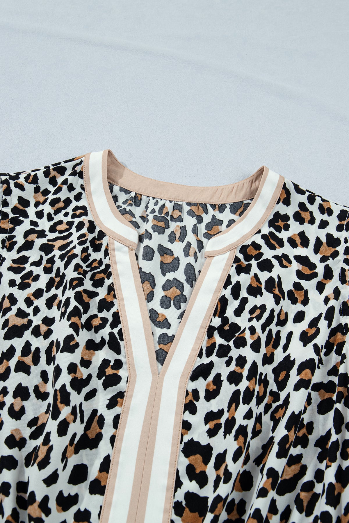 White Leopard Print Midi Dress