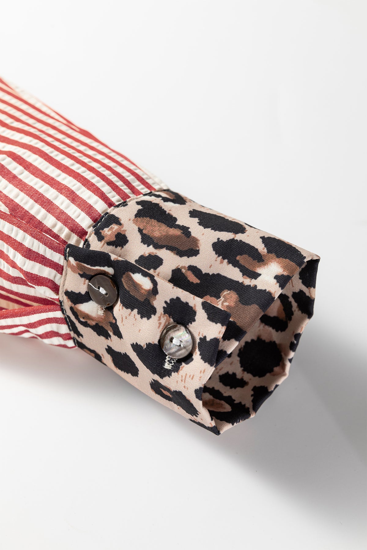 Leopard Print Patchwork Button Up Womens Shirt