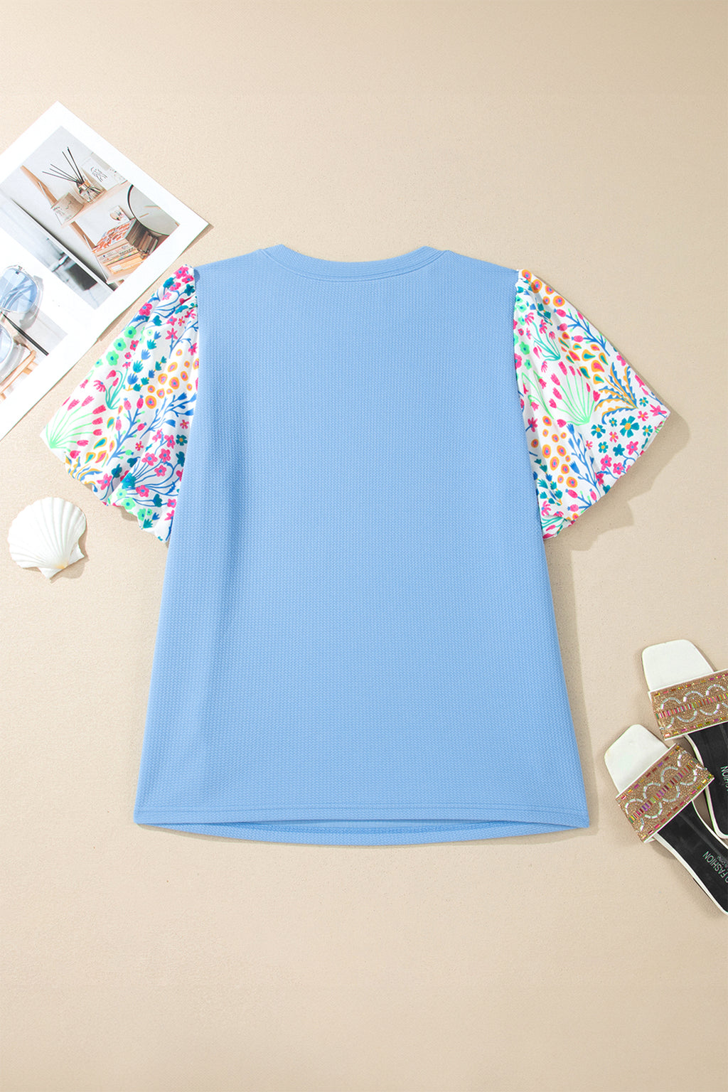 Plus Size Light Blue Floral Top