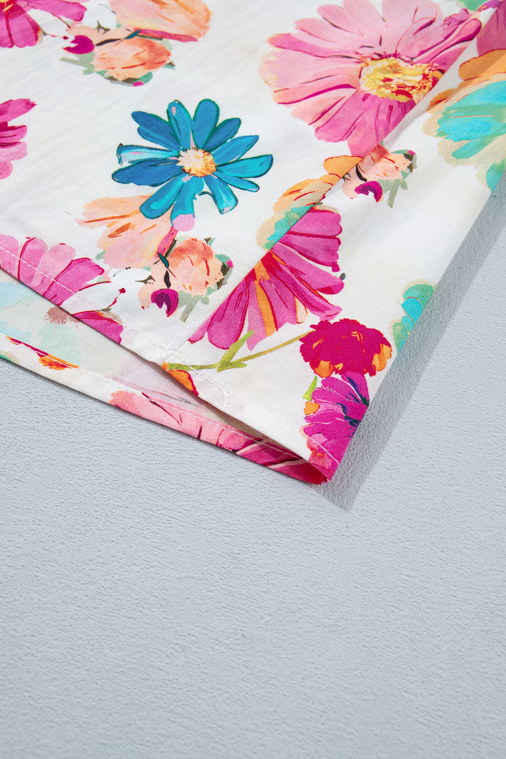 Floral Print Short Puff Sleeve Blouse