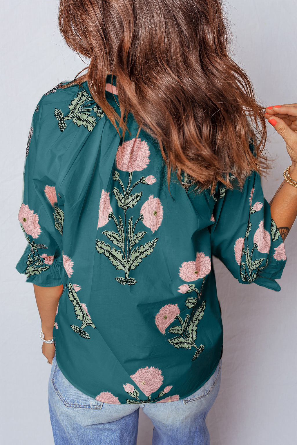Casual Wild Flower 3/4 Sleeve Blouse