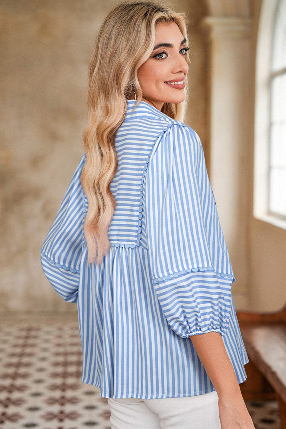 Sky Blue Stripe Blouse
