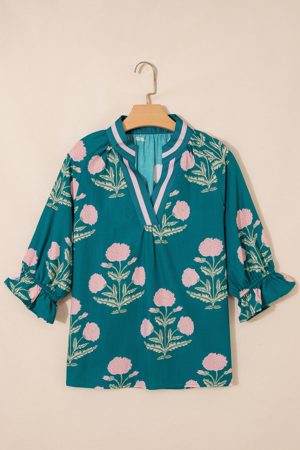 Casual Wild Flower 3/4 Sleeve Blouse