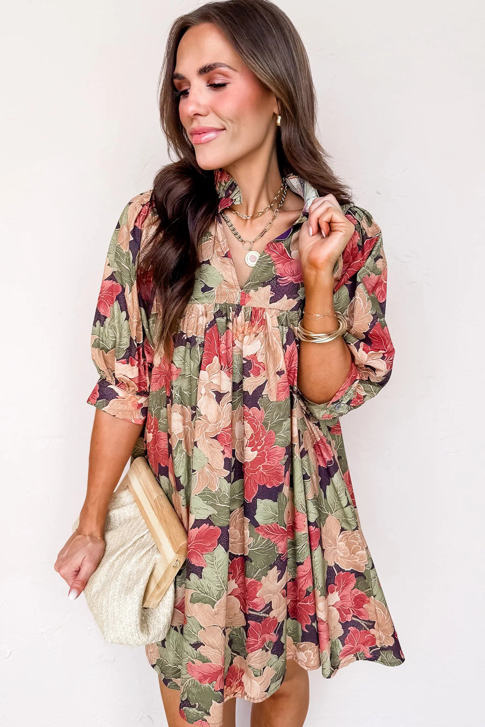 Green Floral Print Dress
