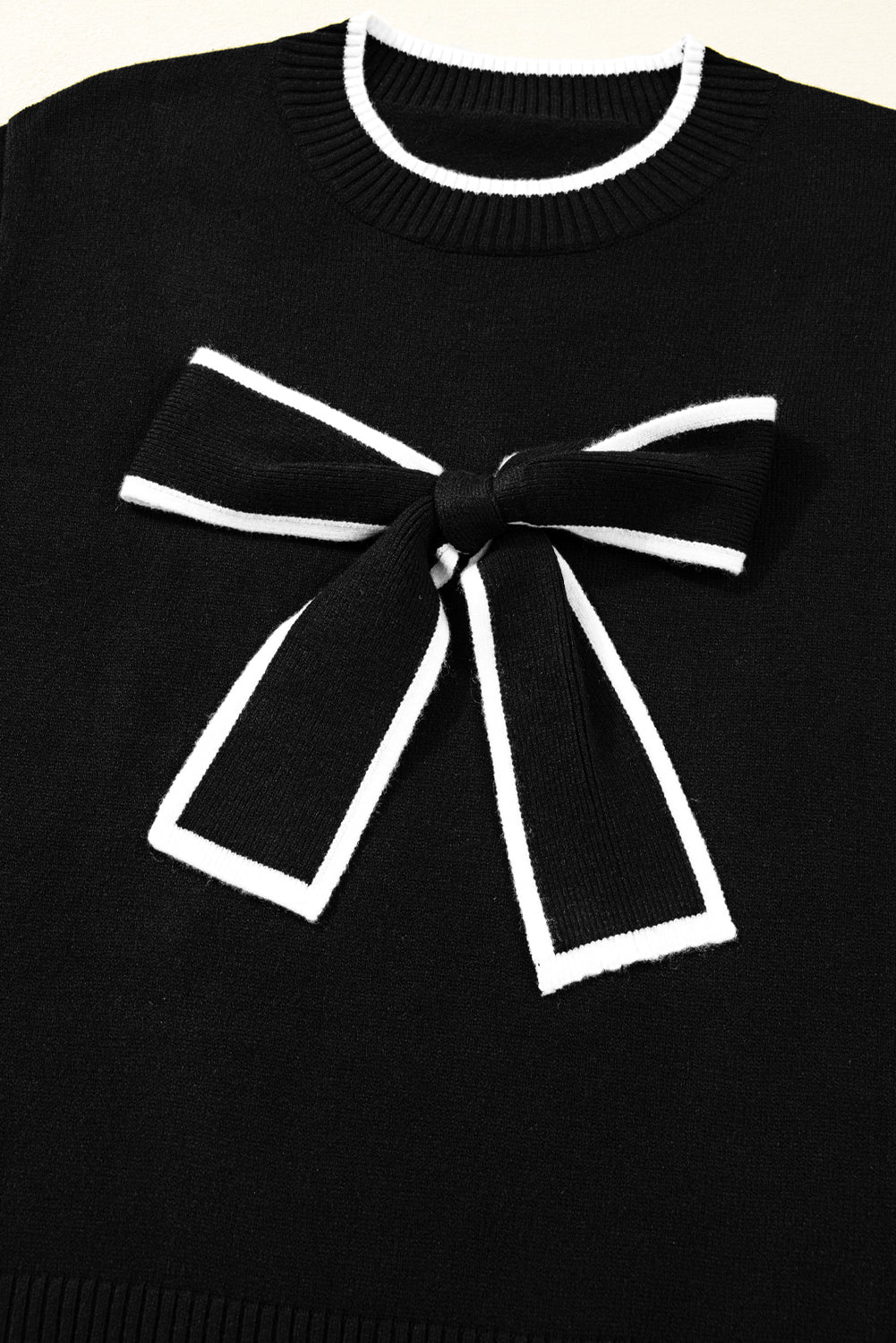 Red Big Bow Accent Holiday Cropped Sweater