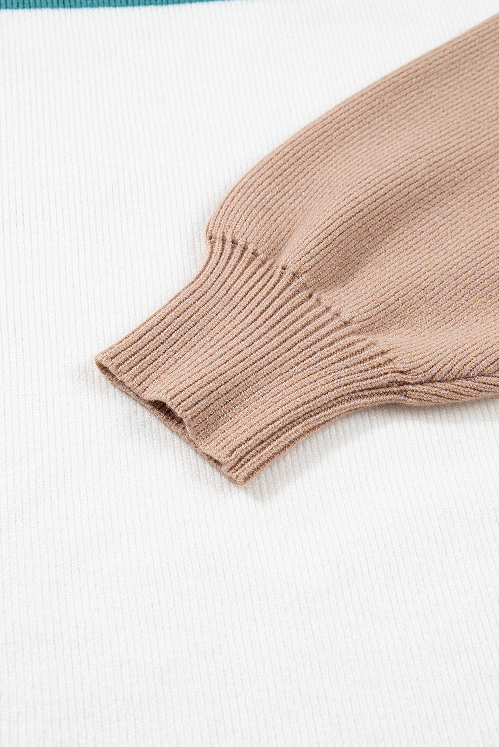 Green Color Block Ribbed Knit Baggy Sweater