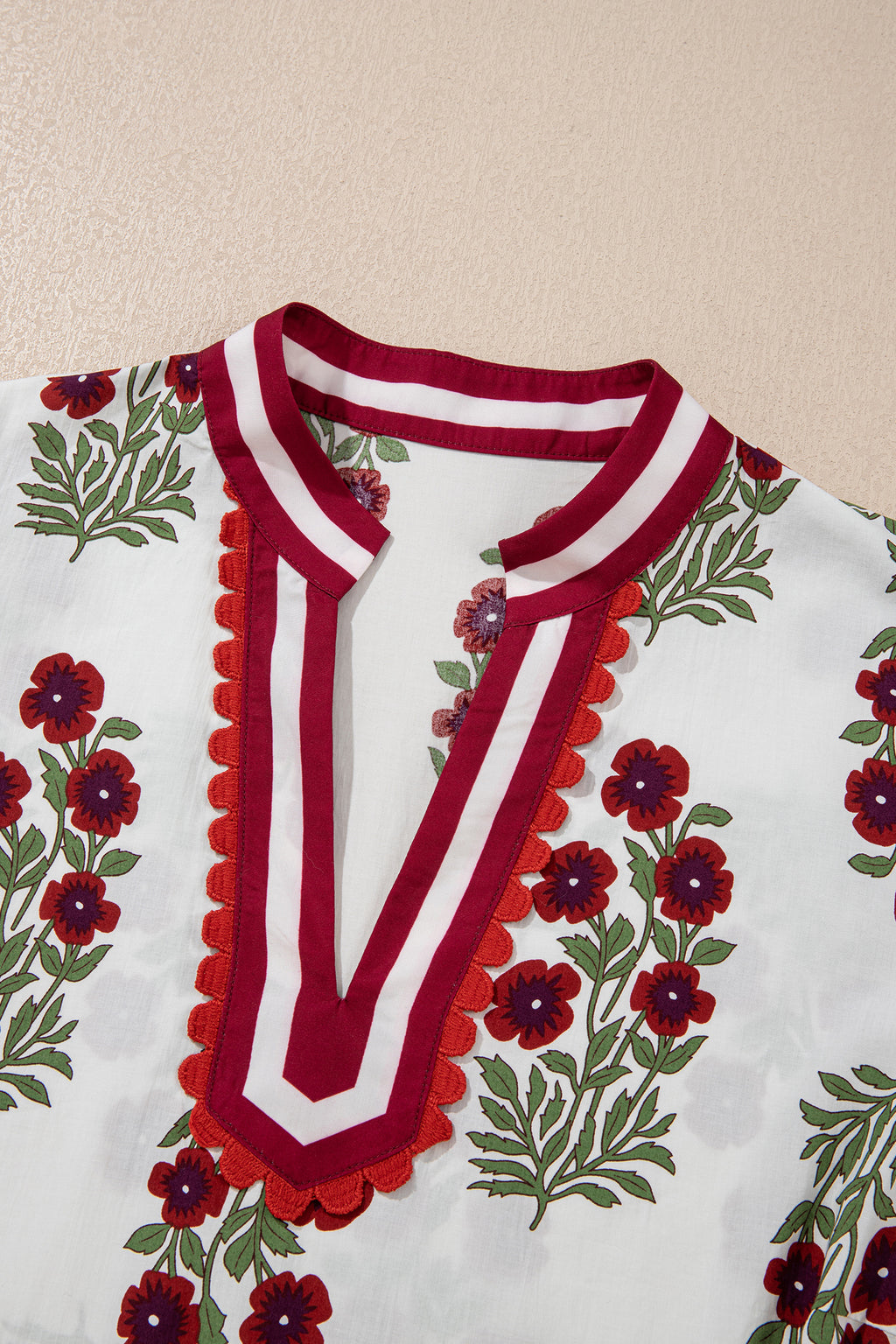 White Plus Size Floral Print Blouse